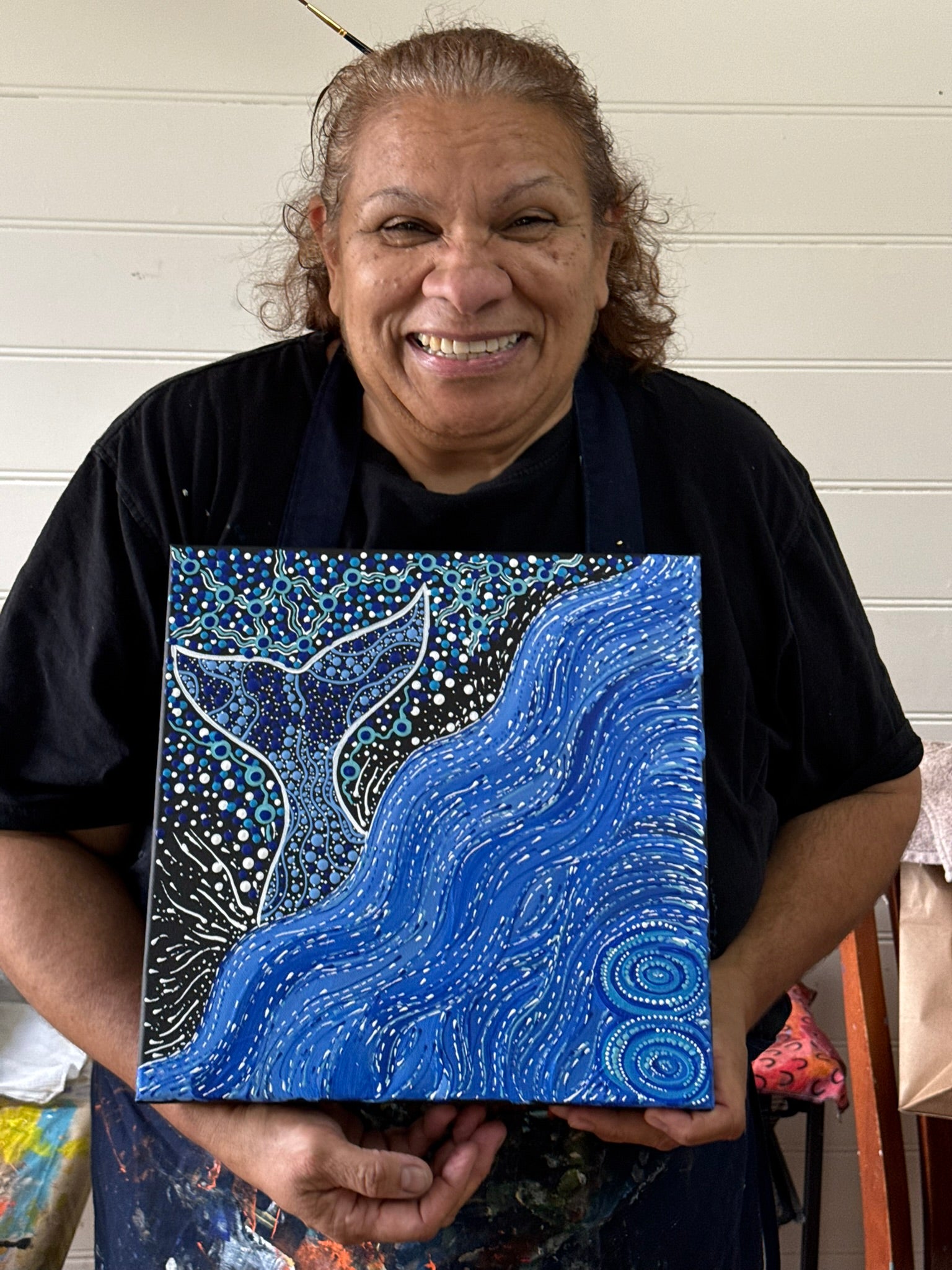 Deidre Burgoyne Rosier - Whale Travels in the Great Bight - 30x30cm .11-8 *pre-stretched*