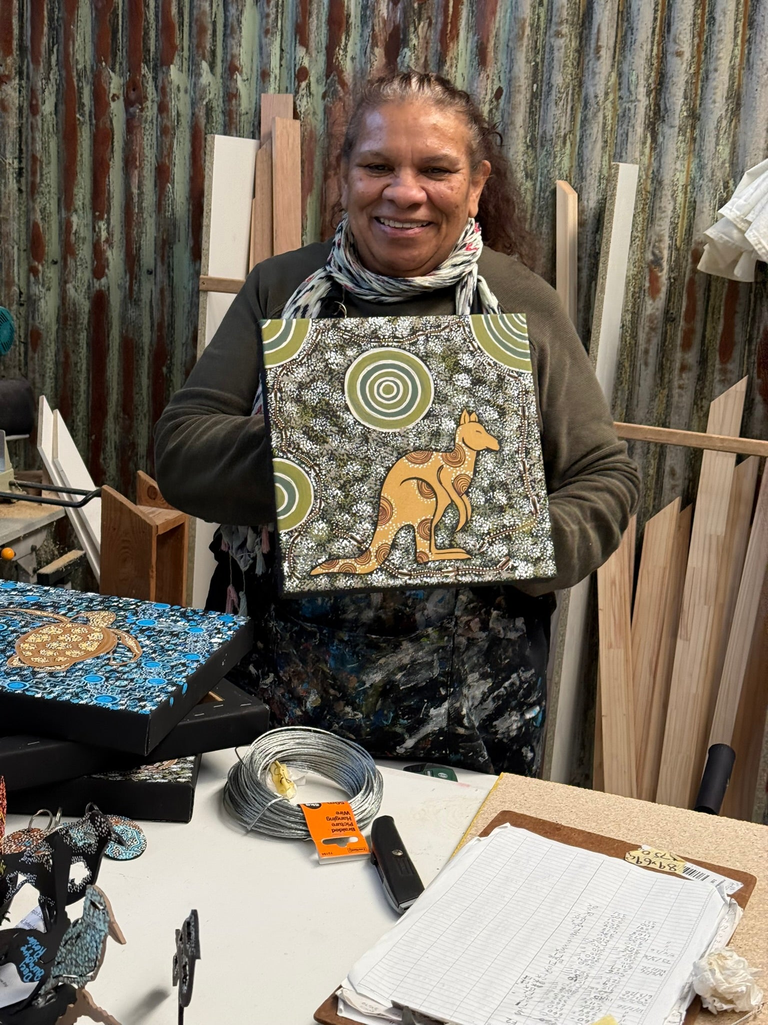 Deidre Burgoyne Rosier - Kangaroo Looking For Food *pre-stretched* .18-6