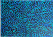 Blue painting with leaves moving out from centre
