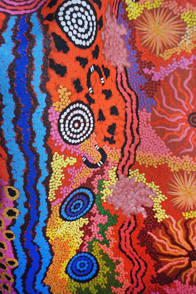 Cotton Tea Towel - Damien & Yilpi Marks - Family & Country (multicolour)