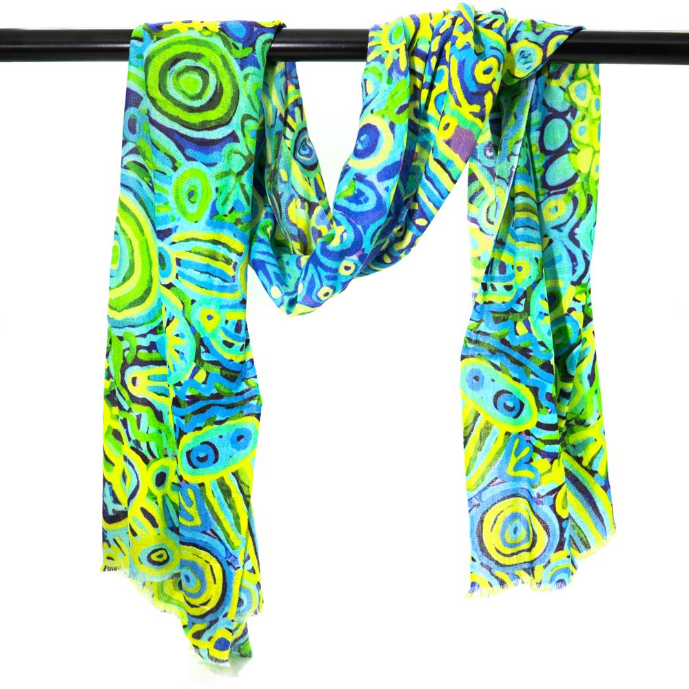 Wool & Silk Scarf - Cedric Varcoe (Blue/Green)