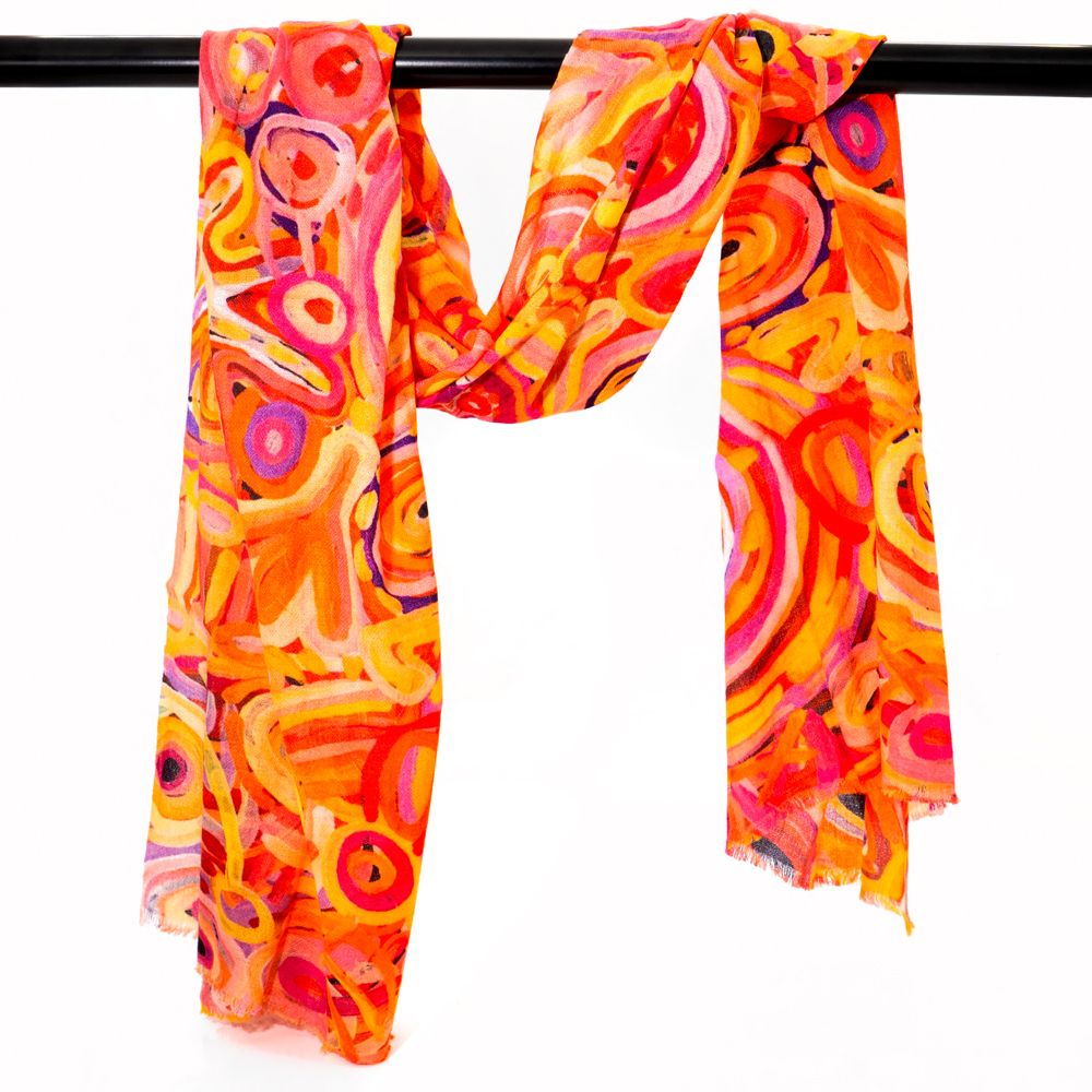 Wool & Silk Scarf - Cedric Varcoe (Orange/Pink)