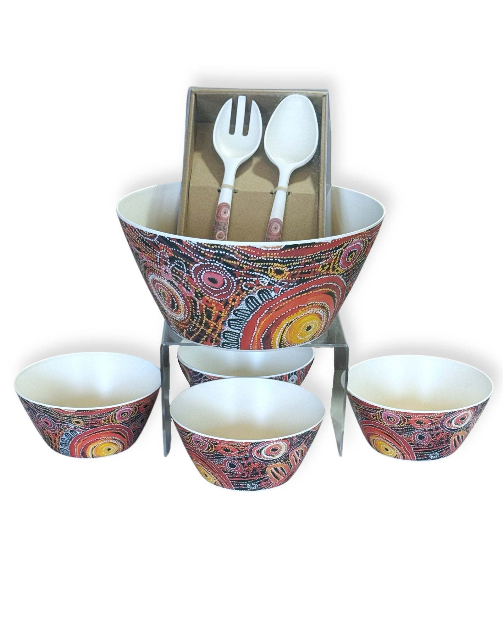 Bamboo Bowl & Salad Server Set - Charmaine Pwerle (Awelye)
