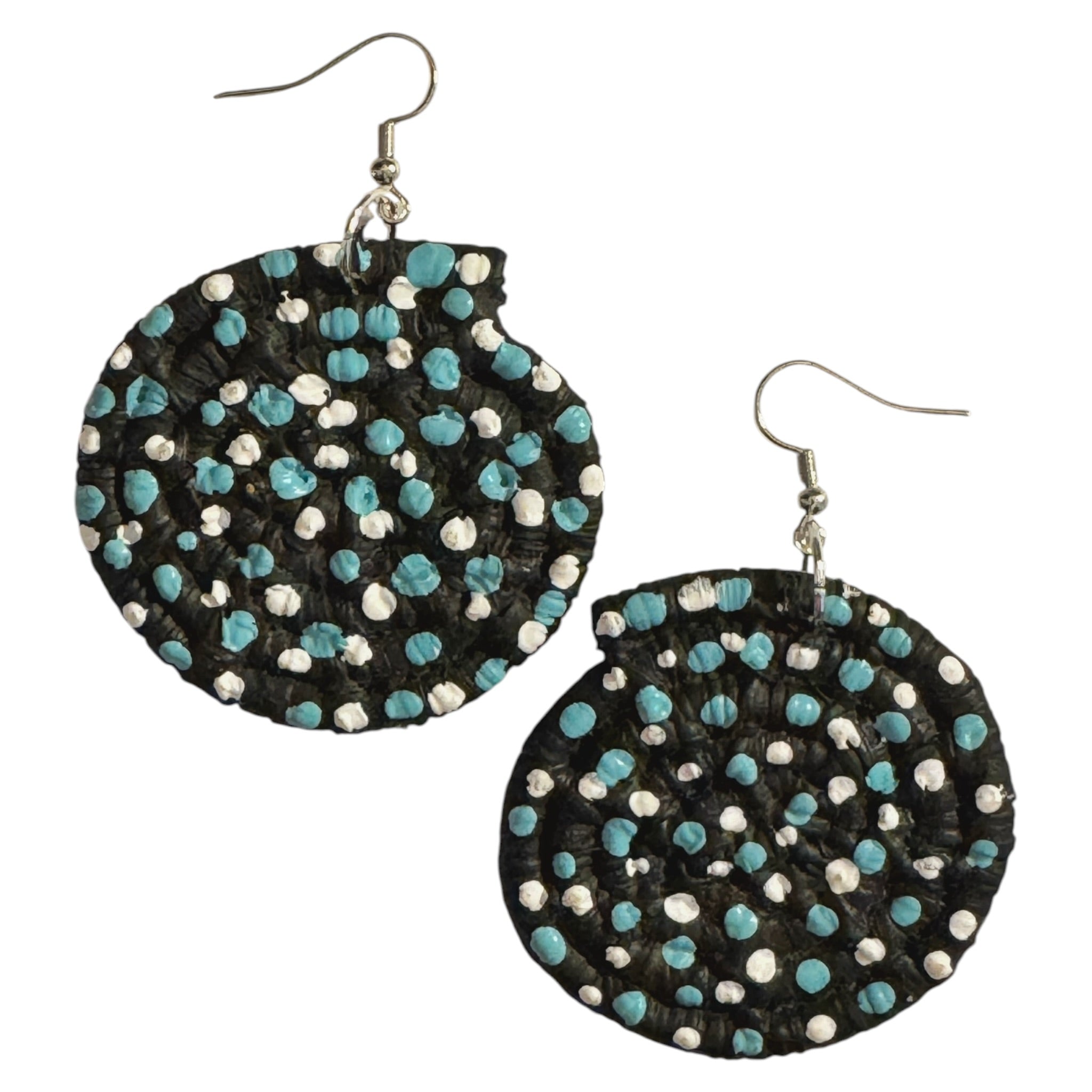Pandandus Coil Earrings - Black, Painted