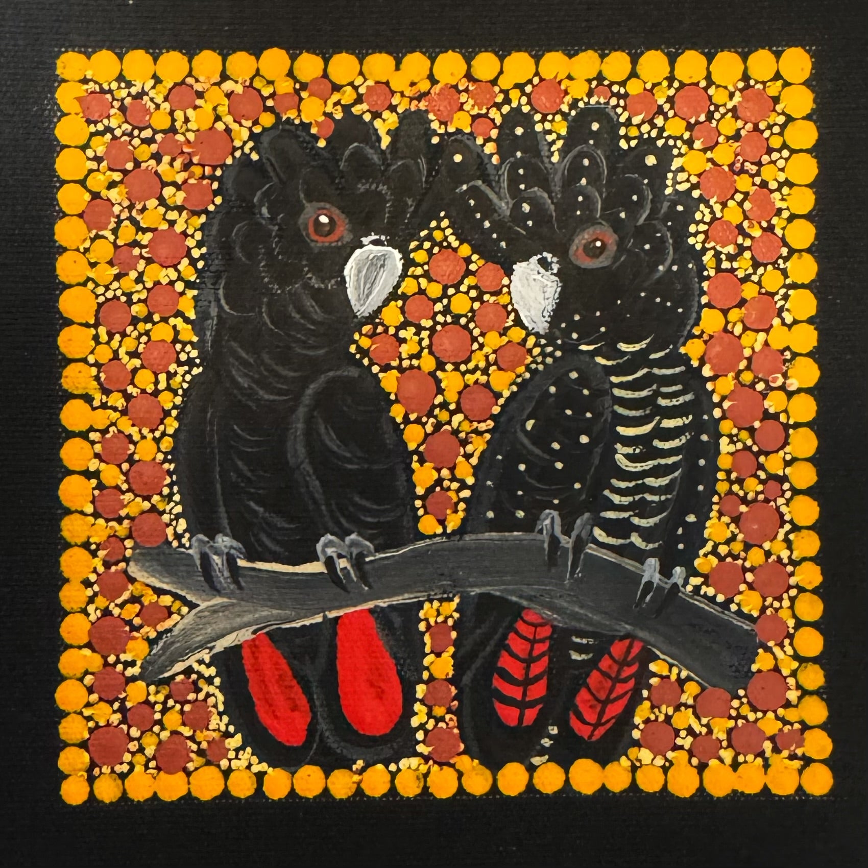 Kathleen Buzzacott - Redtail Black Cockatoos - Small, Framed .504