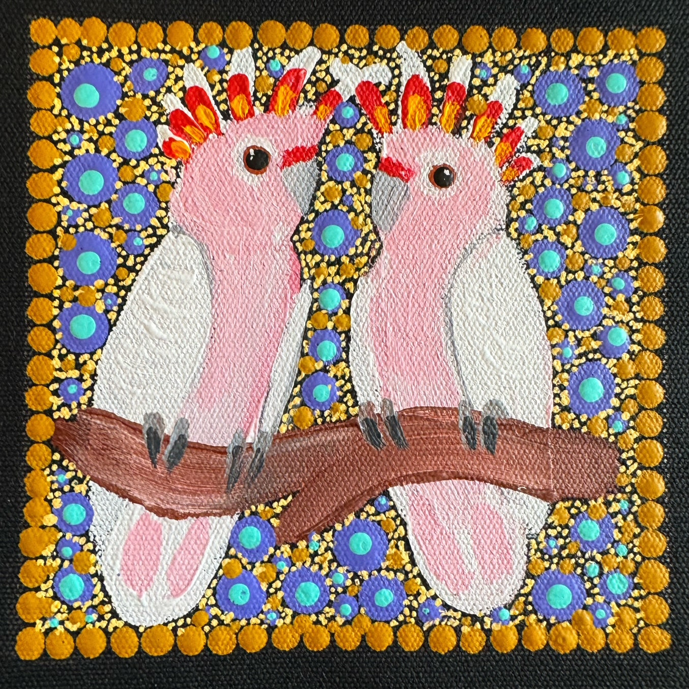 Kathleen Buzzacott - Major Mitchell's Cockatoos - Small, Framed .240
