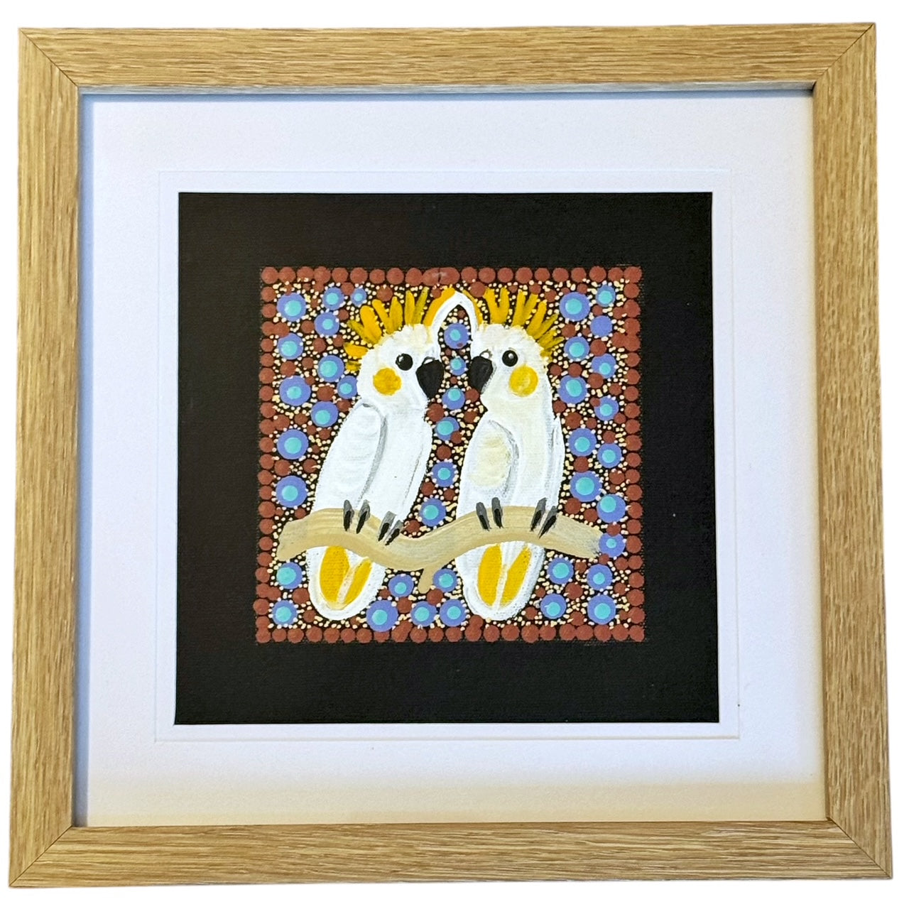 Kathleen Buzzacott - Sulphur Crested Cockatoos - Small, Framed .210