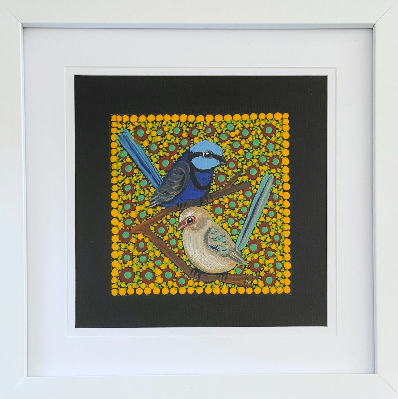 Kathleen Buzzacott - Blue Fairy Wrens - Small, Framed .500