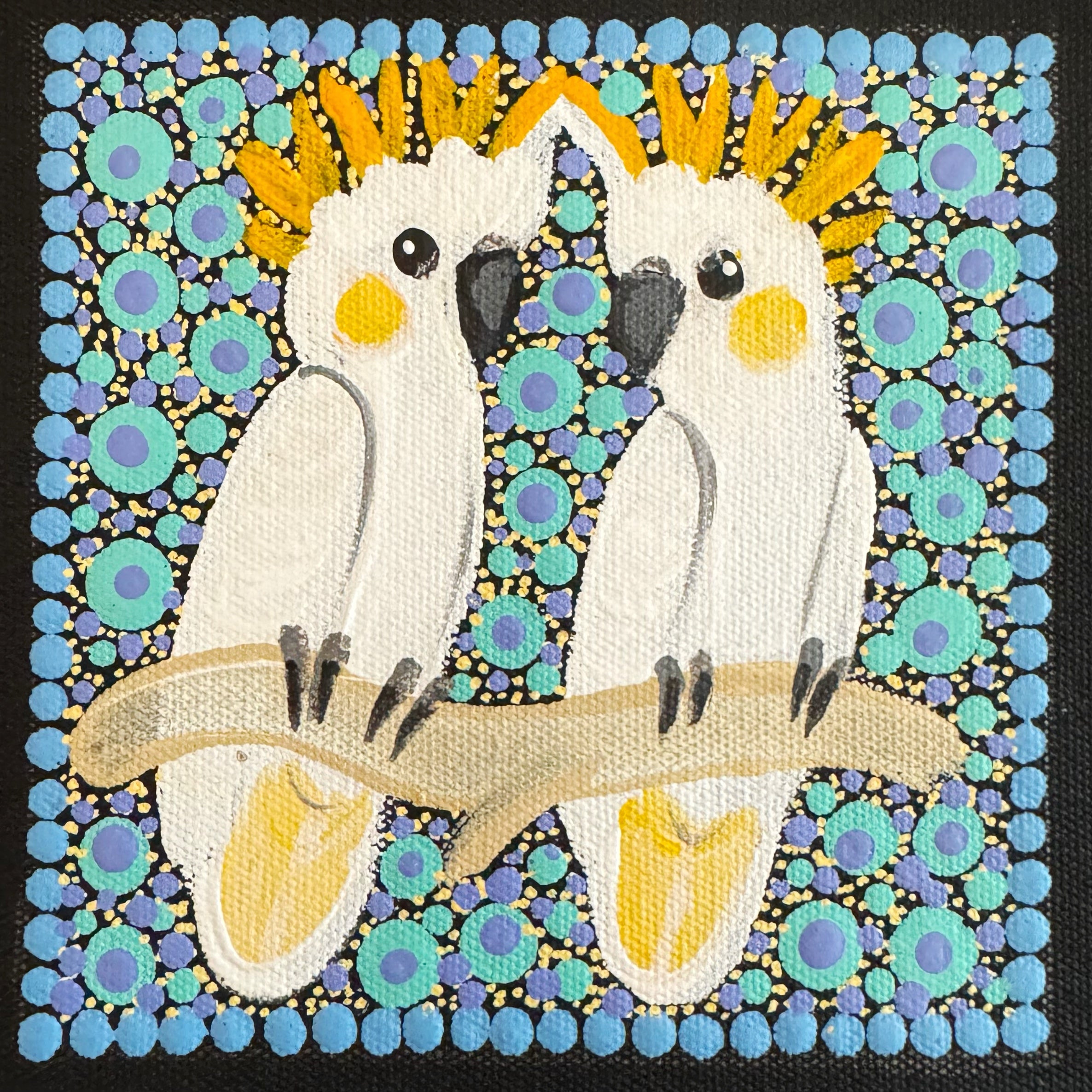 Kathleen Buzzacott - Sulphur Crested Cockatoos - Small, Framed .210