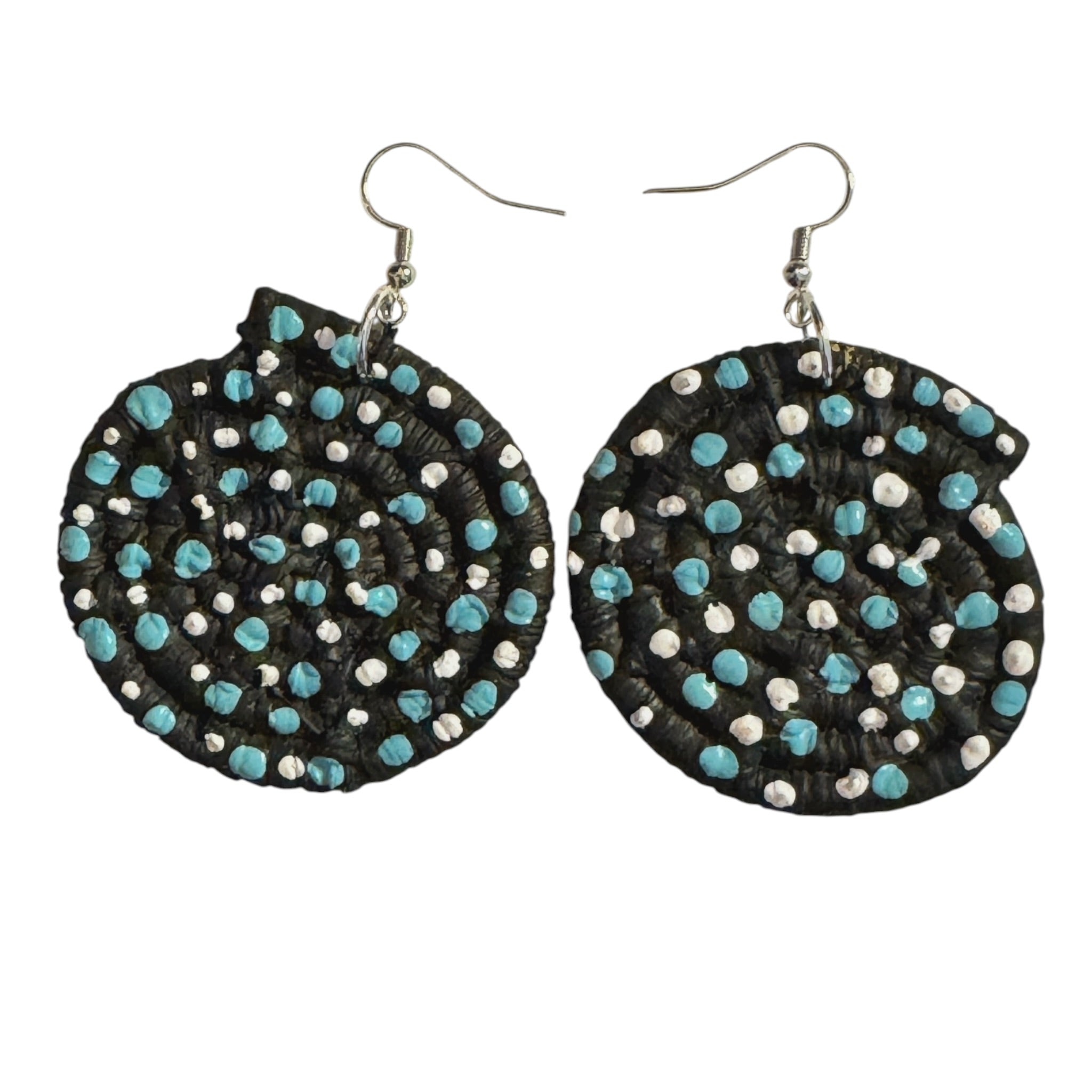 Pandandus Coil Earrings - Black, Painted