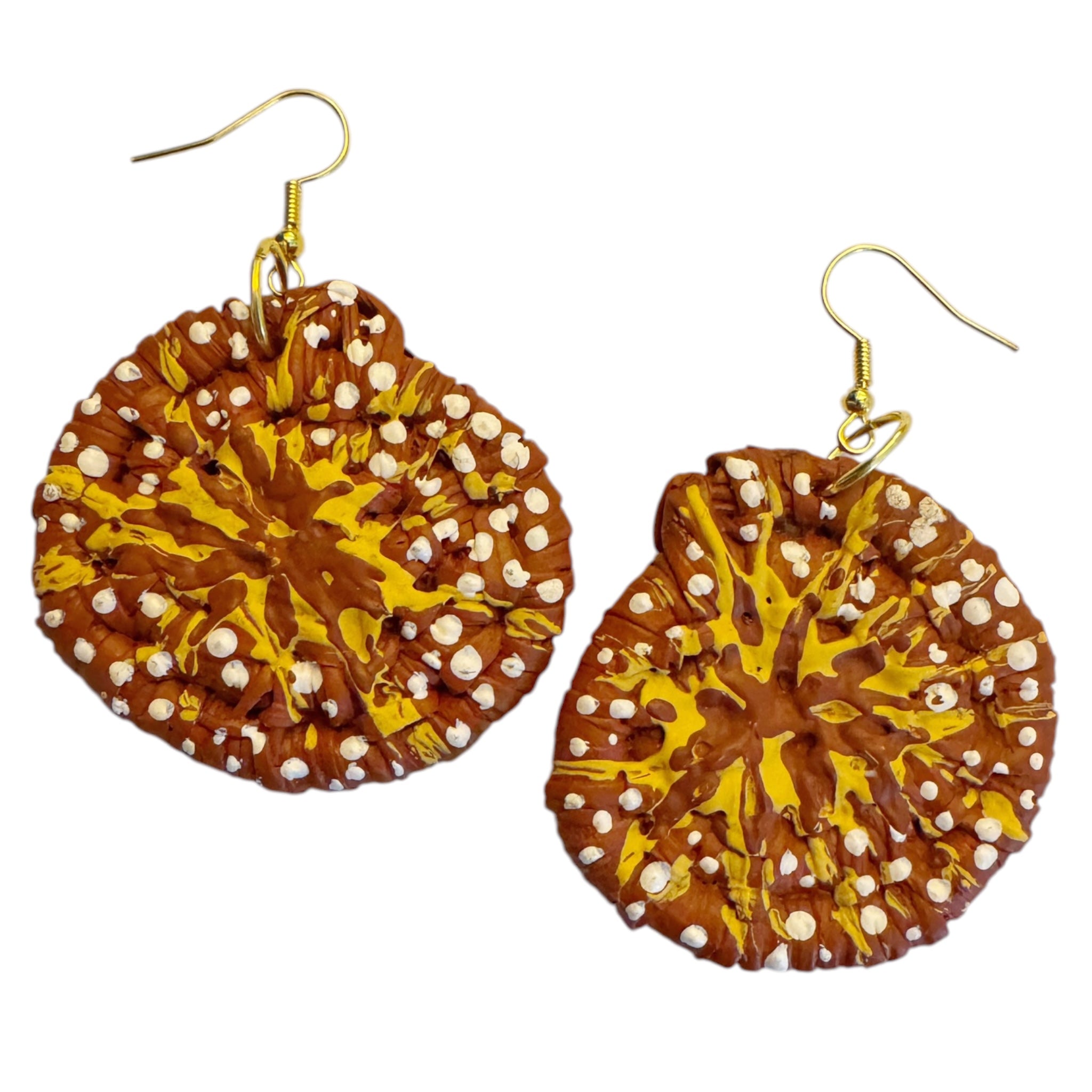 Pandandus Coil Earrings - Red, Painted