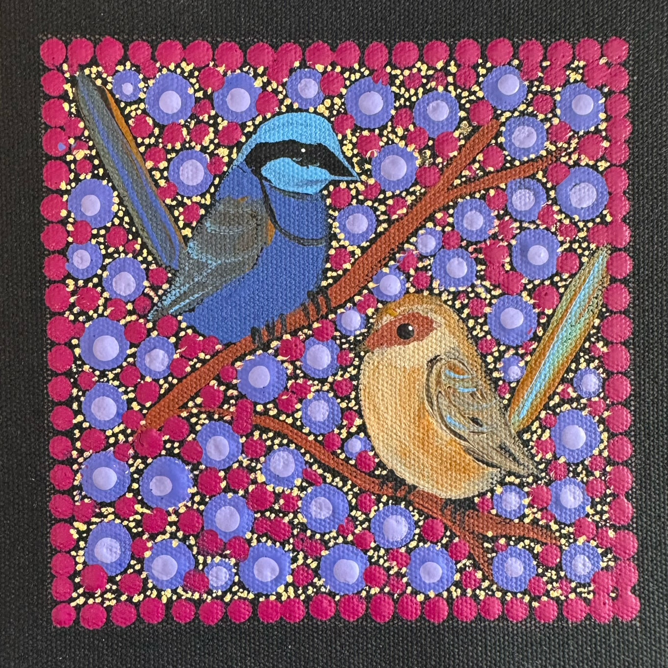 Kathleen Buzzacott - Blue Fairy Wrens - Small, Framed .500