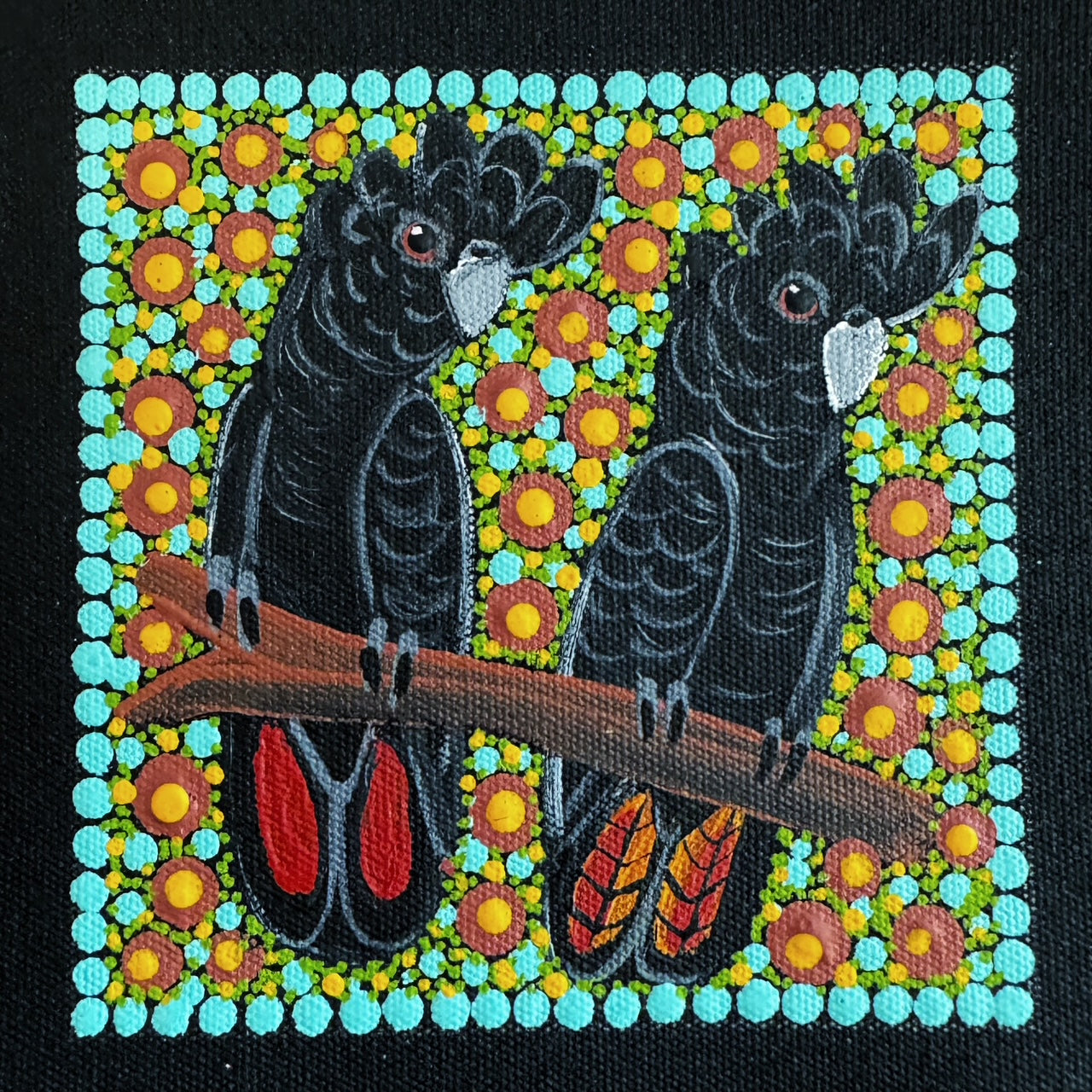 Kathleen Buzzacott - Redtail Black Cockatoos - Small, Framed .340