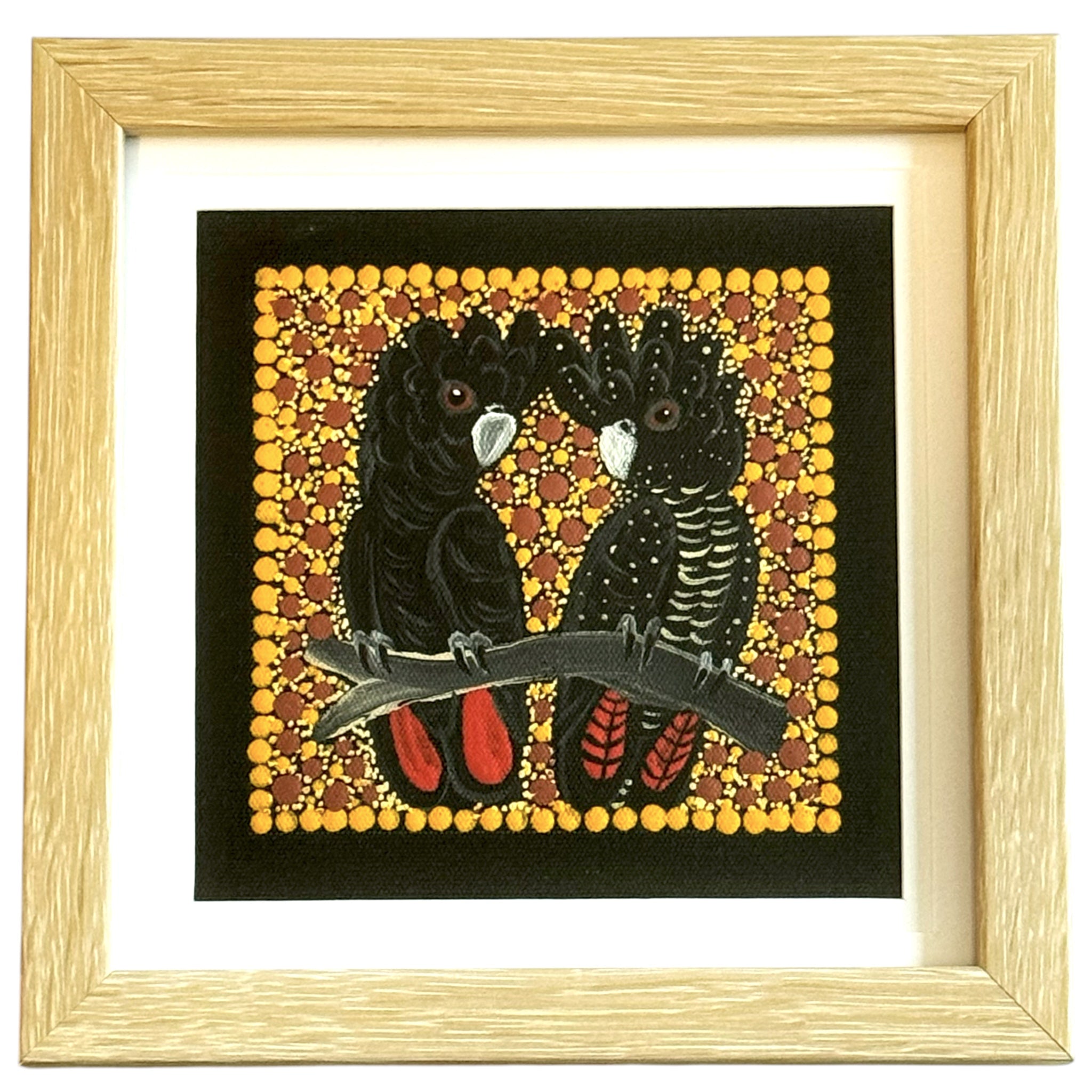 Kathleen Buzzacott - Redtail Black Cockatoos - Small, Framed .504
