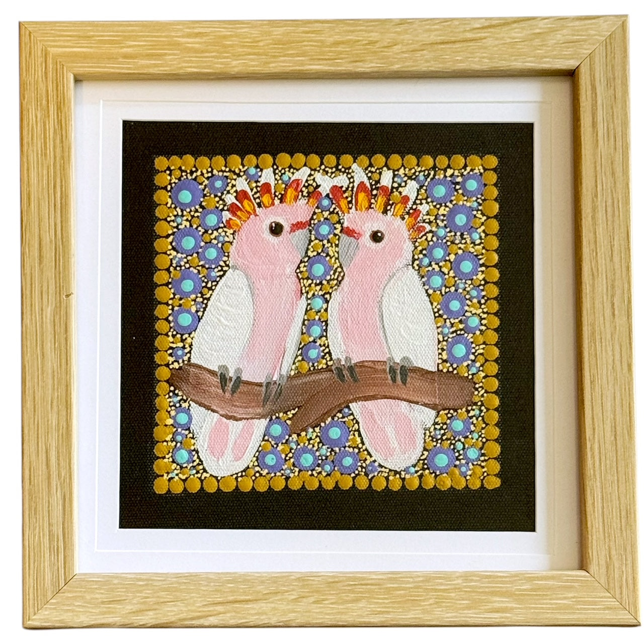 Kathleen Buzzacott - Major Mitchell's Cockatoos - Small, Framed .240