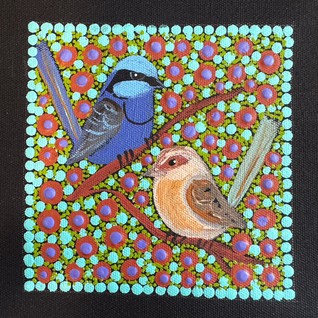Kathleen Buzzacott - Blue Fairy Wrens - Small, Framed .190