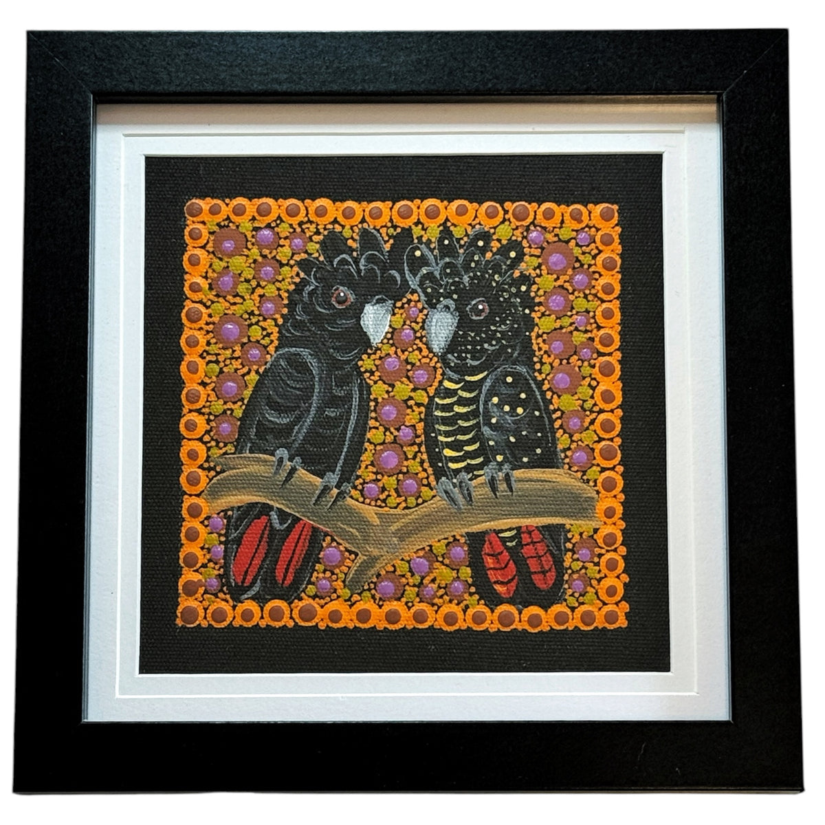 Kathleen Buzzacott - Redtail Black Cockatoos - Small, Framed .340