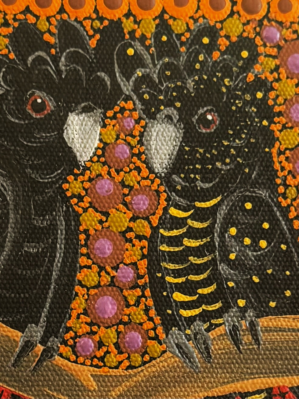 Kathleen Buzzacott - Redtail Black Cockatoos - Small, Framed .340
