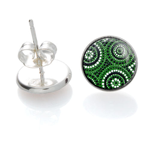Earrings Stud - Waterholes (Green) - Kathleen Buzzacott