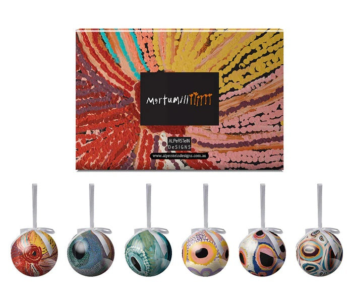 6 Pack Christmas Baubles - Martumili Artists