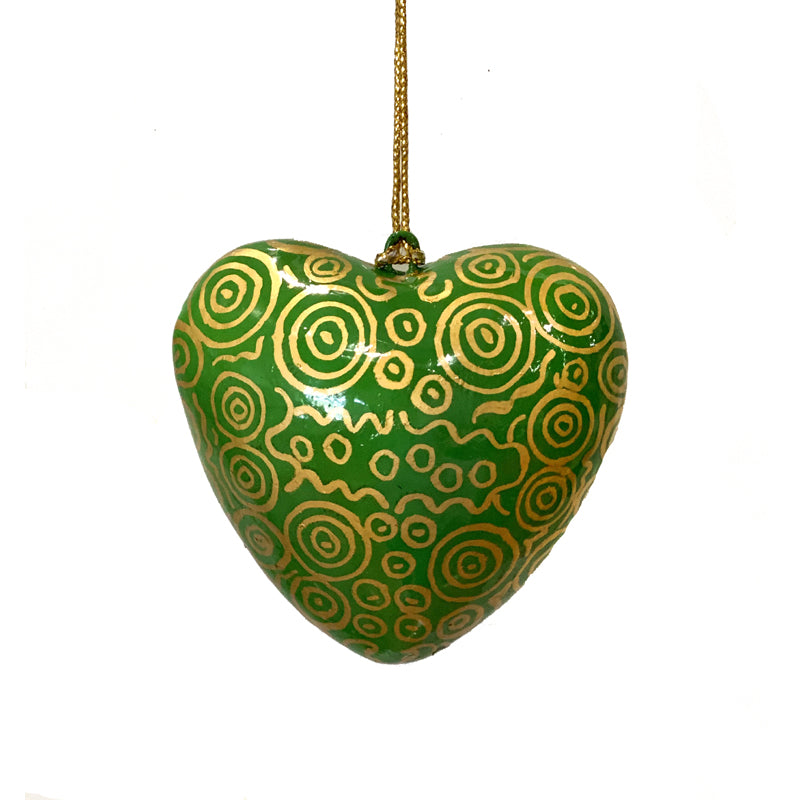 Decorative Heart Christmas Ornament - Nelly Patterson - Green