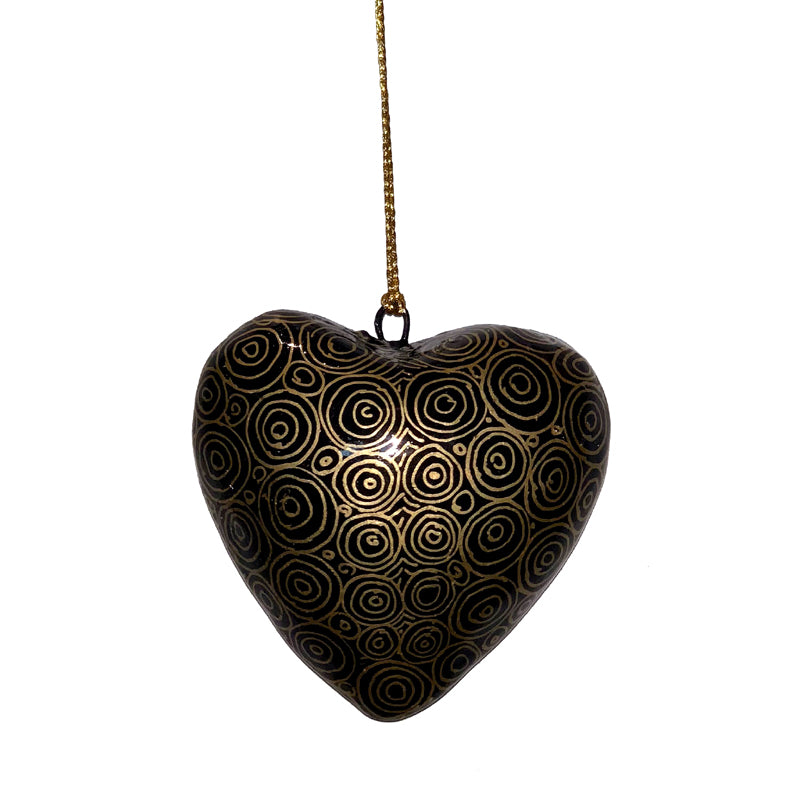 Decorative Heart Christmas Ornament - Nelly Patterson - Black