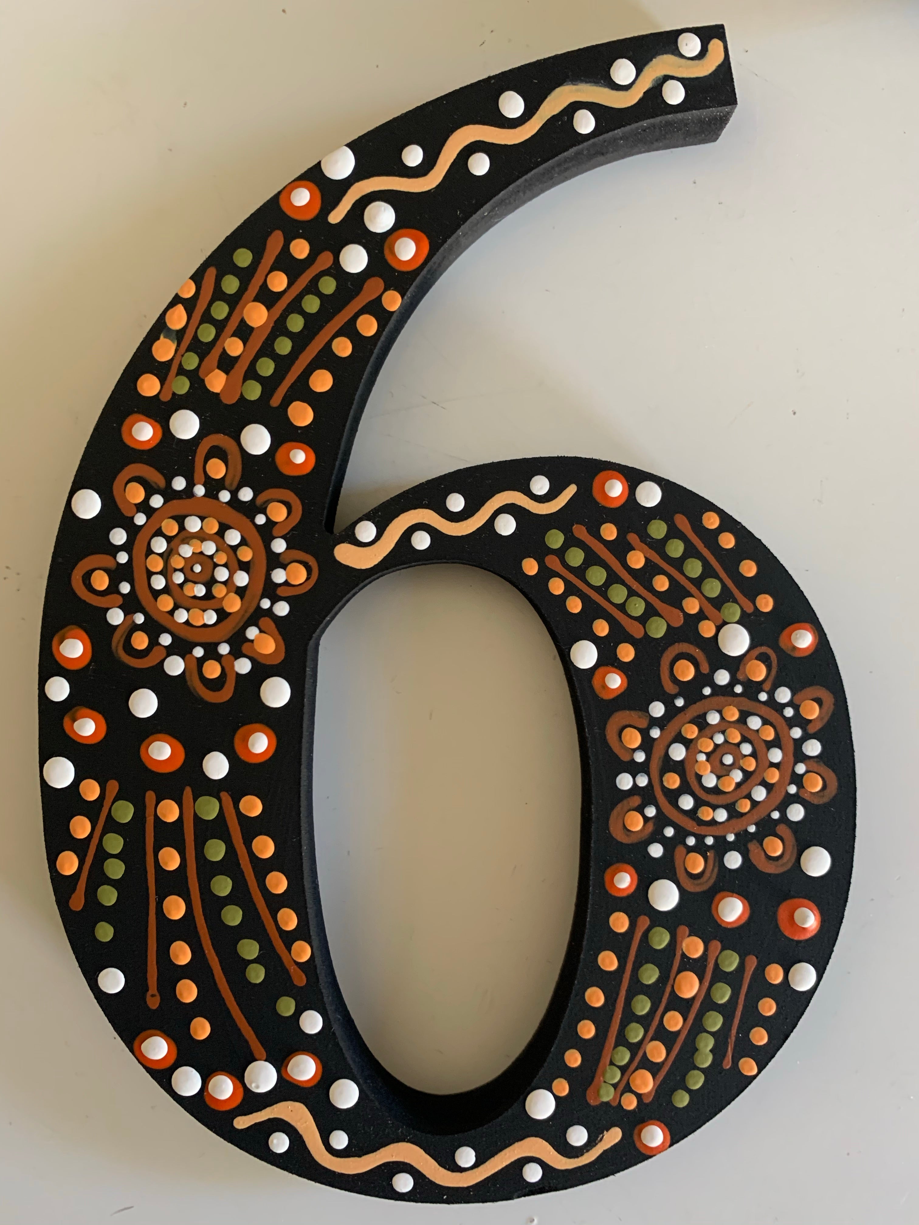 Hand Painted Wooden - Number 6