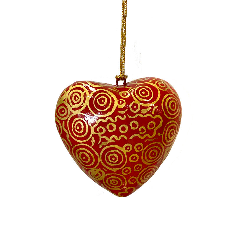 Decorative Heart Christmas Ornament - Nelly Patterson - Red