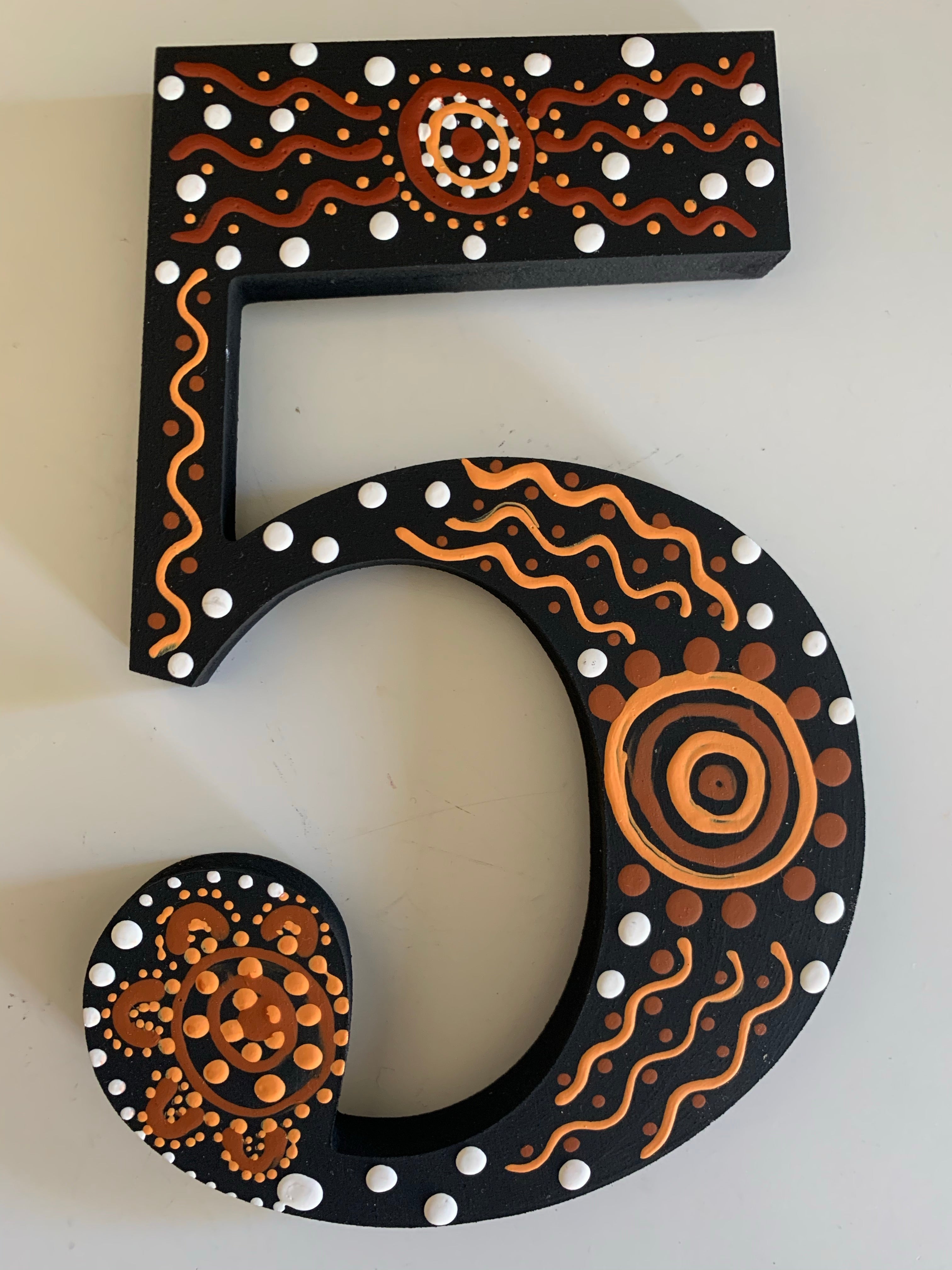 Hand Painted Wooden - Number 5