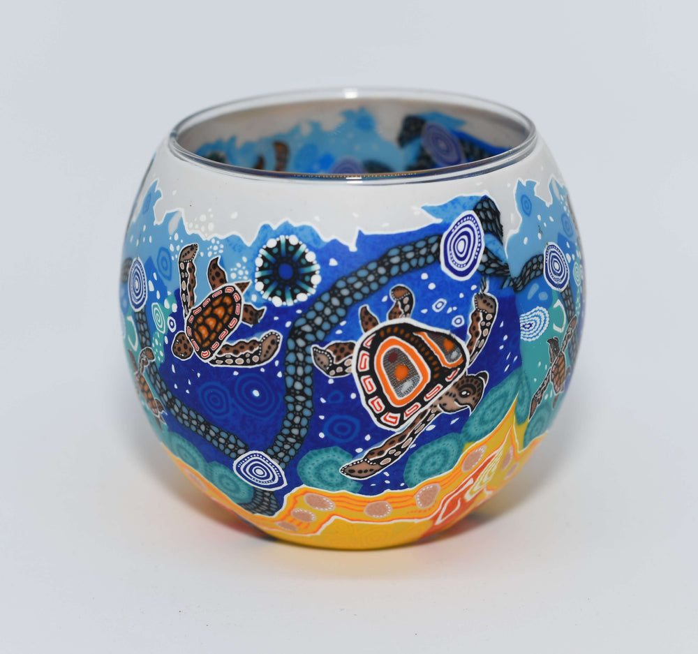 Tea Light Holder - Chern'ee Sutton - Turtle | Aboriginal Art Giftware